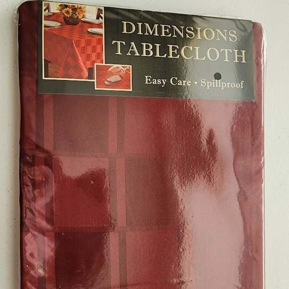Wine Red Tablecloth Stainproof Dimensions. Size: 60" x 84" Oblong. - Picture 5 of 6